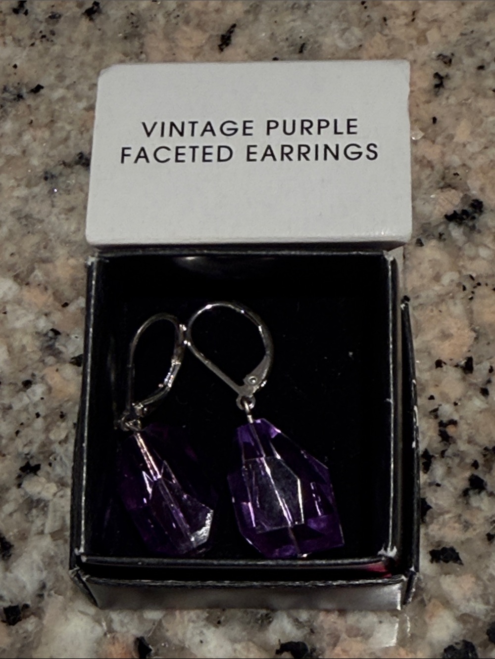 Avon Purple Faceted Drop Earrings